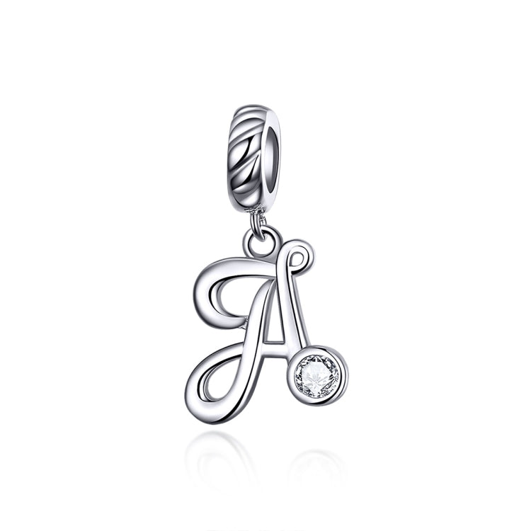 S925 Sterling Silver 26 lettere inglesi perline fai da te bracciale collana accessori, A, B, C, D, E, F, G, H, I, J, K, L, M, N, O, P, Q, R, S, T, U, V, W, X