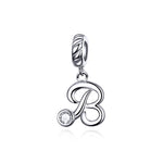S925 Sterling Silver 26 lettere inglesi perline fai da te bracciale collana accessori, A, B, C, D, E, F, G, H, I, J, K, L, M, N, O, P, Q, R, S, T, U, V, W, X