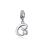 S925 Sterling Silver 26 lettere inglesi perline fai da te bracciale collana accessori, A, B, C, D, E, F, G, H, I, J, K, L, M, N, O, P, Q, R, S, T, U, V, W, X