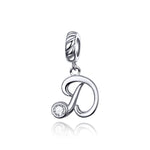 S925 Sterling Silver 26 lettere inglesi perline fai da te bracciale collana accessori, A, B, C, D, E, F, G, H, I, J, K, L, M, N, O, P, Q, R, S, T, U, V, W, X