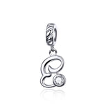 S925 Sterling Silver 26 lettere inglesi perline fai da te bracciale collana accessori, A, B, C, D, E, F, G, H, I, J, K, L, M, N, O, P, Q, R, S, T, U, V, W, X