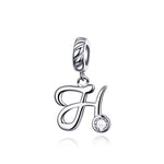 S925 Sterling Silver 26 lettere inglesi perline fai da te bracciale collana accessori, A, B, C, D, E, F, G, H, I, J, K, L, M, N, O, P, Q, R, S, T, U, V, W, X