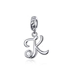 S925 Sterling Silver 26 lettere inglesi perline fai da te bracciale collana accessori, A, B, C, D, E, F, G, H, I, J, K, L, M, N, O, P, Q, R, S, T, U, V, W, X