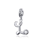 S925 Sterling Silver 26 lettere inglesi perline fai da te bracciale collana accessori, A, B, C, D, E, F, G, H, I, J, K, L, M, N, O, P, Q, R, S, T, U, V, W, X