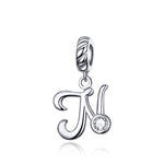 S925 Sterling Silver 26 lettere inglesi perline fai da te bracciale collana accessori, A, B, C, D, E, F, G, H, I, J, K, L, M, N, O, P, Q, R, S, T, U, V, W, X