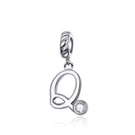 S925 Sterling Silver 26 lettere inglesi perline fai da te bracciale collana accessori, A, B, C, D, E, F, G, H, I, J, K, L, M, N, O, P, Q, R, S, T, U, V, W, X