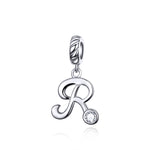 S925 Sterling Silver 26 lettere inglesi perline fai da te bracciale collana accessori, A, B, C, D, E, F, G, H, I, J, K, L, M, N, O, P, Q, R, S, T, U, V, W, X