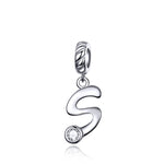 S925 Sterling Silver 26 lettere inglesi perline fai da te bracciale collana accessori, A, B, C, D, E, F, G, H, I, J, K, L, M, N, O, P, Q, R, S, T, U, V, W, X