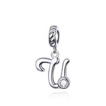 S925 Sterling Silver 26 lettere inglesi perline fai da te bracciale collana accessori, A, B, C, D, E, F, G, H, I, J, K, L, M, N, O, P, Q, R, S, T, U, V, W, X