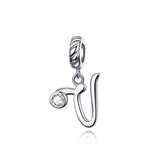 S925 Sterling Silver 26 lettere inglesi perline fai da te bracciale collana accessori, A, B, C, D, E, F, G, H, I, J, K, L, M, N, O, P, Q, R, S, T, U, V, W, X