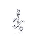 S925 Sterling Silver 26 lettere inglesi perline fai da te bracciale collana accessori, A, B, C, D, E, F, G, H, I, J, K, L, M, N, O, P, Q, R, S, T, U, V, W, X