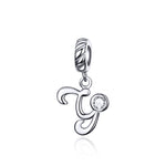 S925 Sterling Silver 26 lettere inglesi perline fai da te bracciale collana accessori, Y, Z