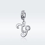 S925 Sterling Silver 26 lettere inglesi perline fai da te bracciale collana accessori, Y, Z
