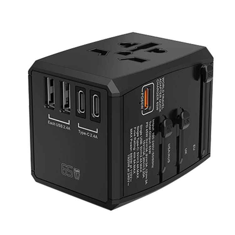 Spina di conversione da viaggio universale multifunzione HHT905 PD 65W doppia USB + doppia interfaccia Type-C, 65W
