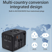 Spina di conversione da viaggio universale multifunzione HHT905 PD 65W doppia USB + doppia interfaccia Type-C, 65W