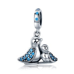 Accessori per bracciale con uccello con gemma blu intarsiata in argento S925