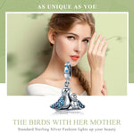 Accessori per bracciale con uccello con gemma blu intarsiata in argento S925