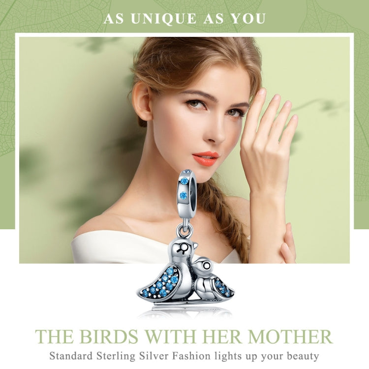 Accessori per bracciale con uccello con gemma blu intarsiata in argento S925