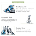 Accessori per bracciale con uccello con gemma blu intarsiata in argento S925