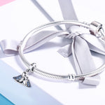 Accessori per bracciale con uccello con gemma blu intarsiata in argento S925