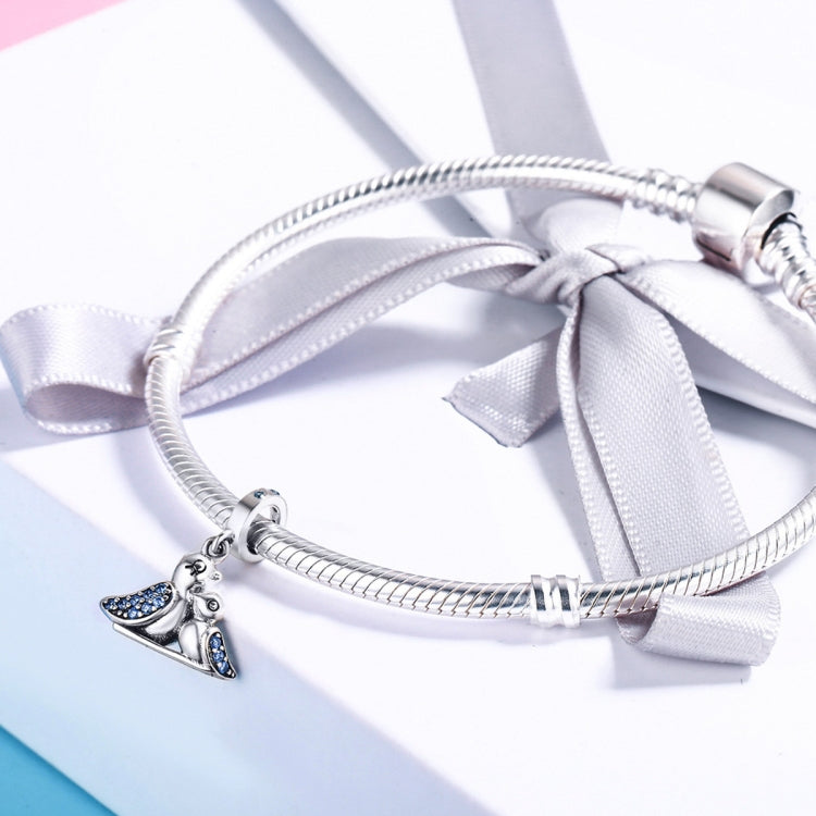 Accessori per bracciale con uccello con gemma blu intarsiata in argento S925