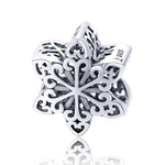 S925 Sterling Silver Winter Snowflakes Beads DIY Braccialetto Collana Accessori, Silver, Rose Gold