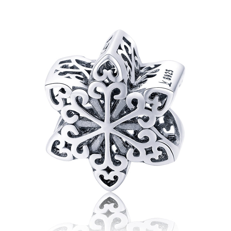 S925 Sterling Silver Winter Snowflakes Beads DIY Braccialetto Collana Accessori, Silver, Rose Gold