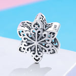 S925 Sterling Silver Winter Snowflakes Beads DIY Braccialetto Collana Accessori, Silver, Rose Gold