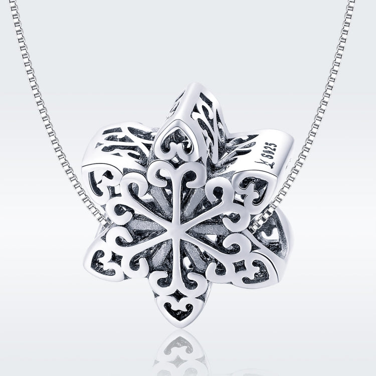 S925 Sterling Silver Winter Snowflakes Beads DIY Braccialetto Collana Accessori, Silver, Rose Gold