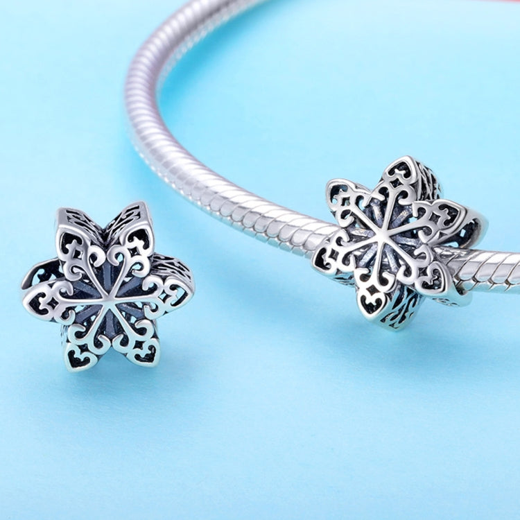 S925 Sterling Silver Winter Snowflakes Beads DIY Braccialetto Collana Accessori, Silver, Rose Gold