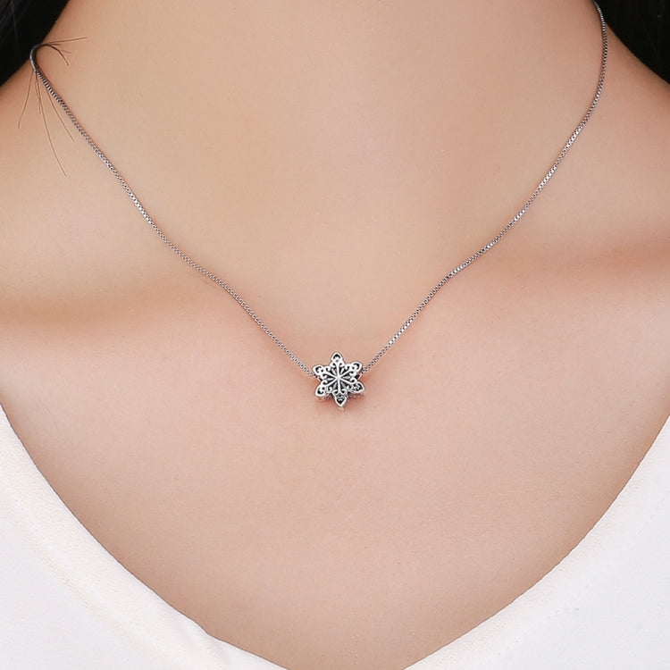 S925 Sterling Silver Winter Snowflakes Beads DIY Braccialetto Collana Accessori, Silver, Rose Gold
