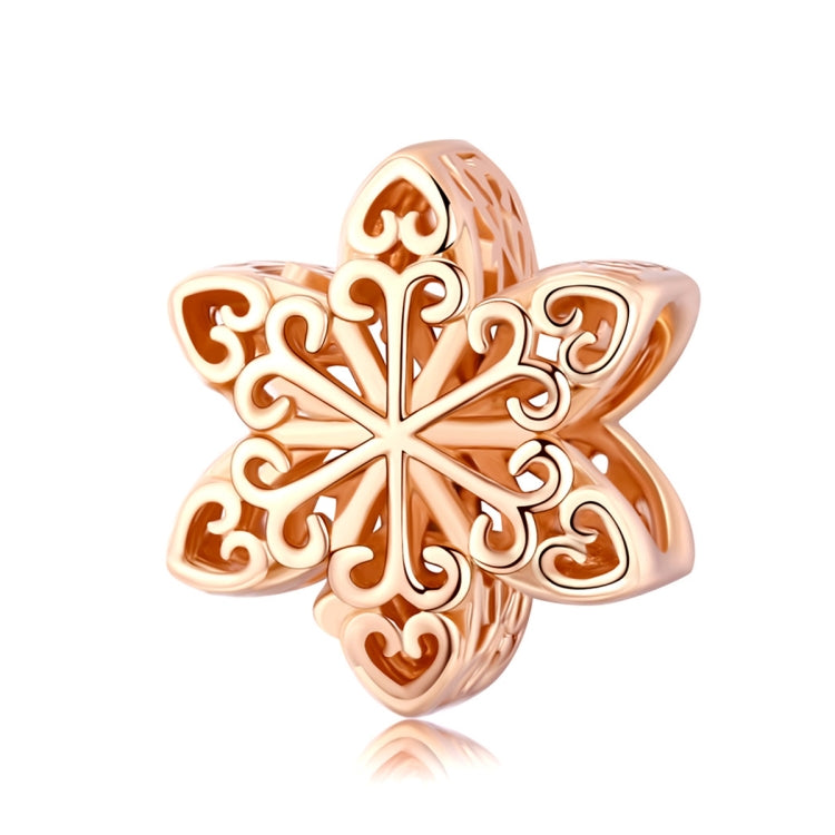 S925 Sterling Silver Winter Snowflakes Beads DIY Braccialetto Collana Accessori, Silver, Rose Gold