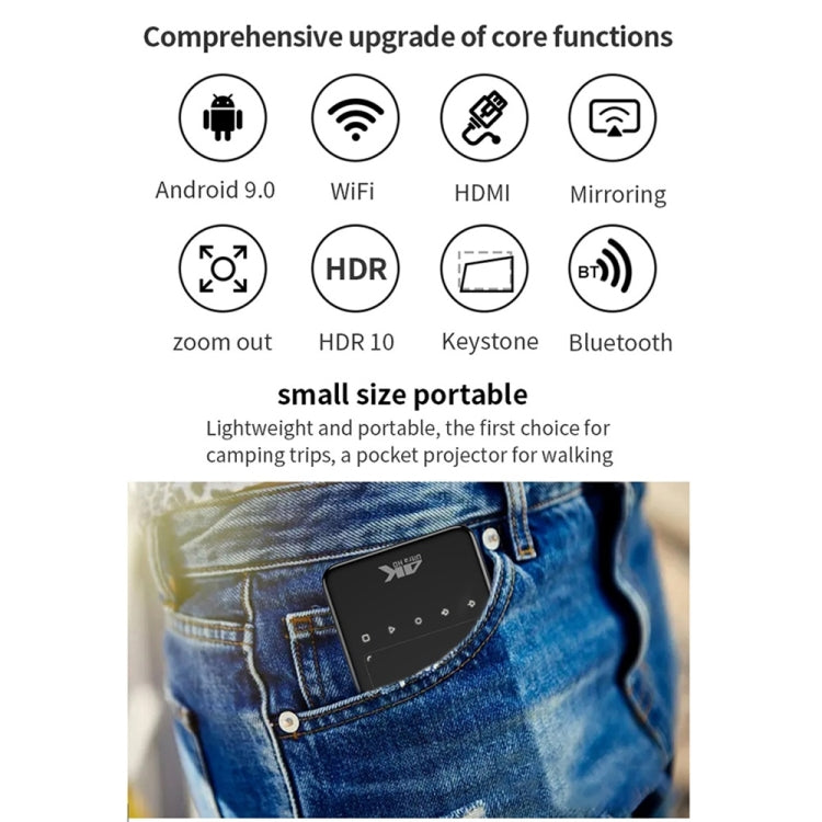 Mini proiettore 4K Android 9.0 2GB RAM 32GB WiFi