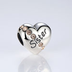 Accessori per collana braccialetto fai-da-te con lettera sorella cuore in argento sterling S925