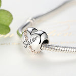 Accessori per collana braccialetto fai-da-te con lettera sorella cuore in argento sterling S925