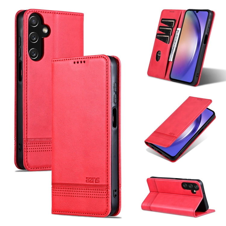 Custodia per telefono in pelle flip con texture magnetica in vitello AZNS, For Galaxy A08 5G/A07 5G, For Galaxy A18 5G/A17 5G, For Galaxy A27 5G, For Samsung Galaxy A25 5G