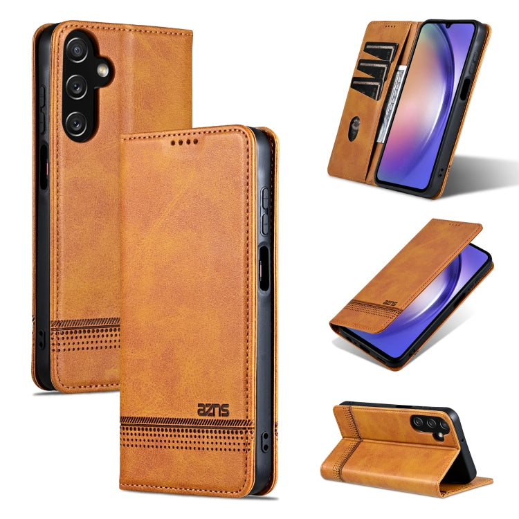Custodia per telefono in pelle flip con texture magnetica in vitello AZNS, For Galaxy A08 5G/A07 5G, For Galaxy A18 5G/A17 5G, For Galaxy A27 5G, For Samsung Galaxy A25 5G