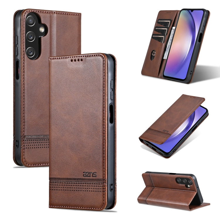 Custodia per telefono in pelle flip con texture magnetica in vitello AZNS, For Galaxy A08 5G/A07 5G, For Galaxy A18 5G/A17 5G, For Galaxy A27 5G, For Samsung Galaxy A25 5G