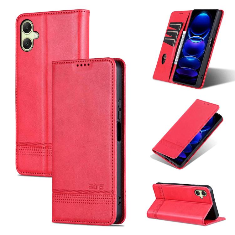 Custodia per telefono in pelle flip con texture magnetica in vitello AZNS, For Galaxy A08 5G/A07 5G, For Galaxy A18 5G/A17 5G, For Galaxy A27 5G, For Samsung Galaxy A25 5G