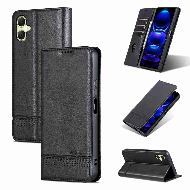 Custodia per telefono in pelle flip con texture magnetica in vitello AZNS, For Galaxy A08 5G/A07 5G, For Galaxy A18 5G/A17 5G, For Galaxy A27 5G, For Samsung Galaxy A25 5G