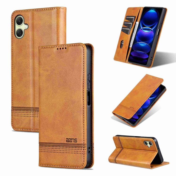 Custodia per telefono in pelle flip con texture magnetica in vitello AZNS, For Galaxy A08 5G/A07 5G, For Galaxy A18 5G/A17 5G, For Galaxy A27 5G, For Samsung Galaxy A25 5G
