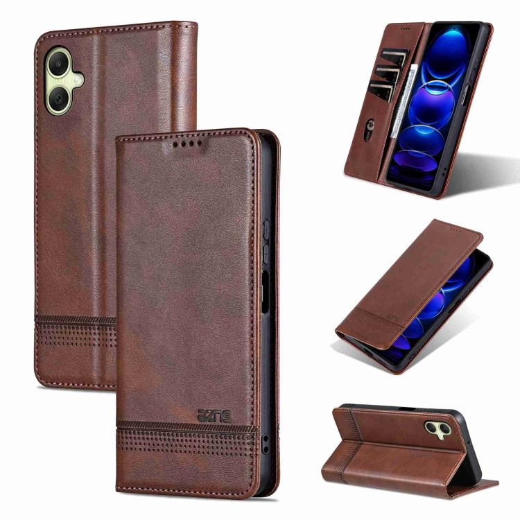 Custodia per telefono in pelle flip con texture magnetica in vitello AZNS, For Galaxy A08 5G/A07 5G, For Galaxy A18 5G/A17 5G, For Galaxy A27 5G, For Samsung Galaxy A25 5G