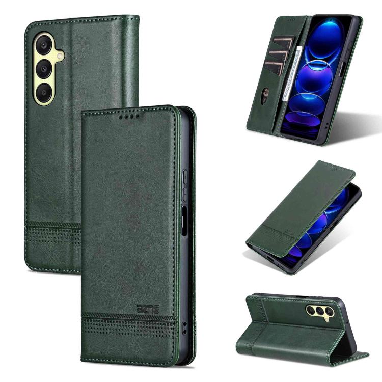 Custodia per telefono in pelle flip con texture magnetica in vitello AZNS, For Galaxy A08 5G/A07 5G, For Galaxy A18 5G/A17 5G, For Galaxy A27 5G, For Samsung Galaxy A25 5G