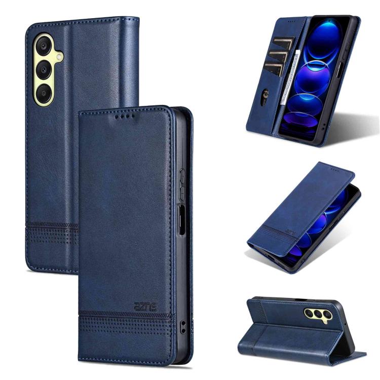Custodia per telefono in pelle flip con texture magnetica in vitello AZNS, For Galaxy A08 5G/A07 5G, For Galaxy A18 5G/A17 5G, For Galaxy A27 5G, For Samsung Galaxy A25 5G