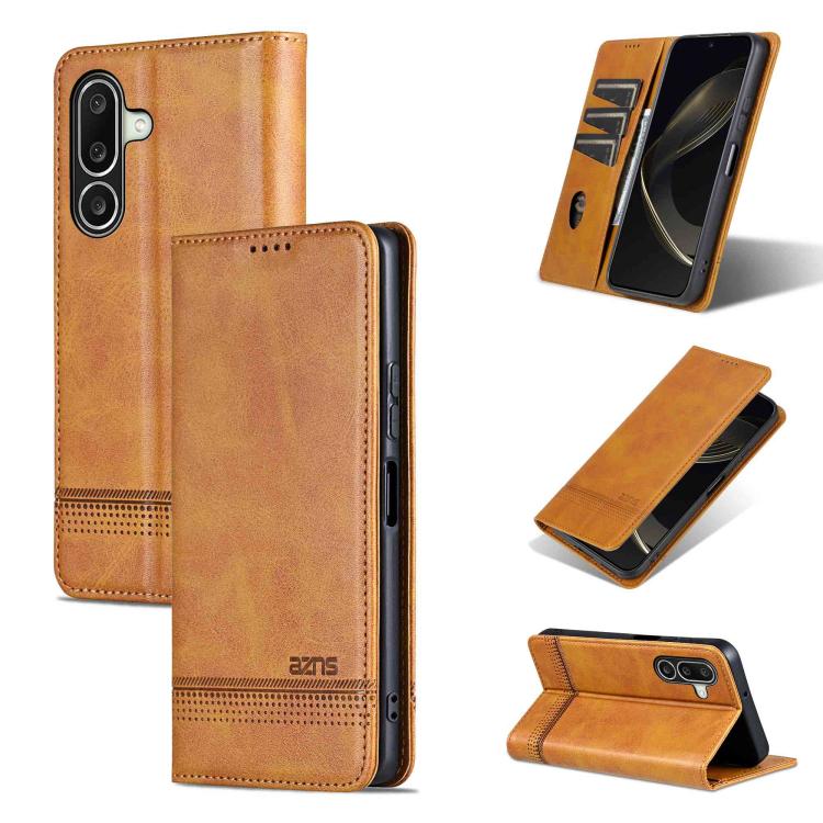 Custodia per telefono in pelle flip con texture magnetica in vitello AZNS, For Galaxy A08 5G/A07 5G, For Galaxy A18 5G/A17 5G, For Galaxy A27 5G, For Samsung Galaxy A25 5G