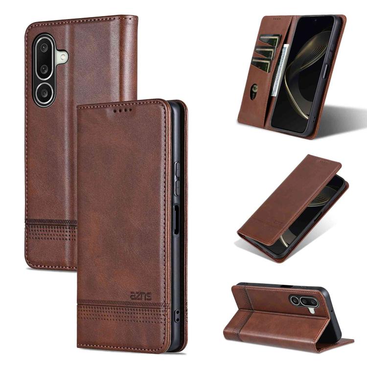 Custodia per telefono in pelle flip con texture magnetica in vitello AZNS, For Galaxy A08 5G/A07 5G, For Galaxy A18 5G/A17 5G, For Galaxy A27 5G, For Samsung Galaxy A25 5G