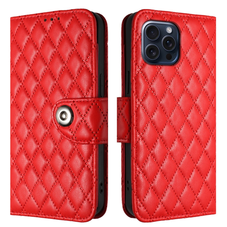 Custodia per cellulare in pelle con texture rombica con cordino, For iPhone 14 Pro Max, For iPhone SE 2022 / 2020 / 8 / 7, For iPhone 13 Pro Max, For iPhone 13 Pro