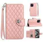 Custodia per cellulare in pelle con texture rombica con cordino, For iPhone 14 Pro Max, For iPhone SE 2022 / 2020 / 8 / 7, For iPhone 13 Pro Max, For iPhone 13 Pro