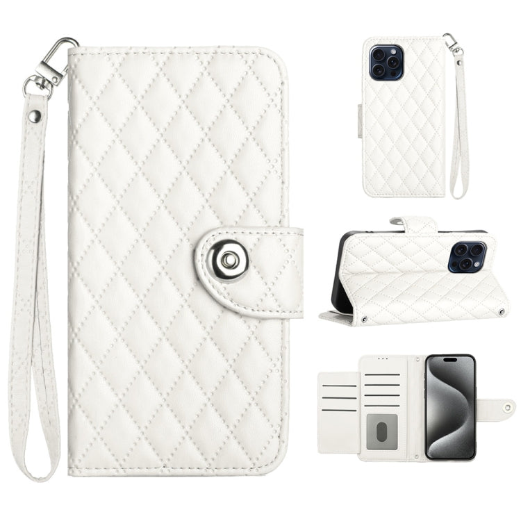 Custodia per cellulare in pelle con texture rombica con cordino, For iPhone 14 Pro Max, For iPhone SE 2022 / 2020 / 8 / 7, For iPhone 13 Pro Max, For iPhone 13 Pro