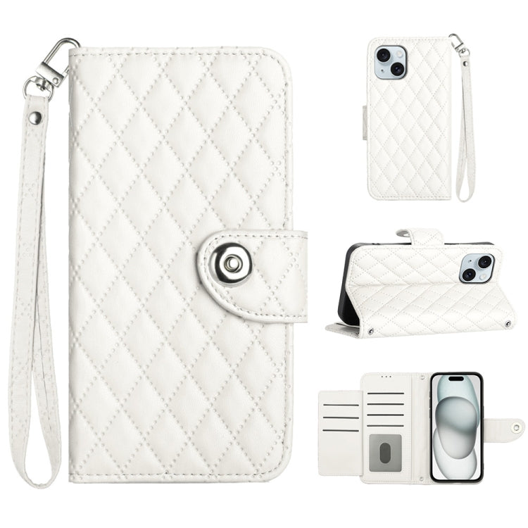Custodia per cellulare in pelle con texture rombica con cordino, For iPhone 13, For iPhone 12 / 12 Pro, For iPhone 12 Pro Max, For iPhone 11 Pro Max